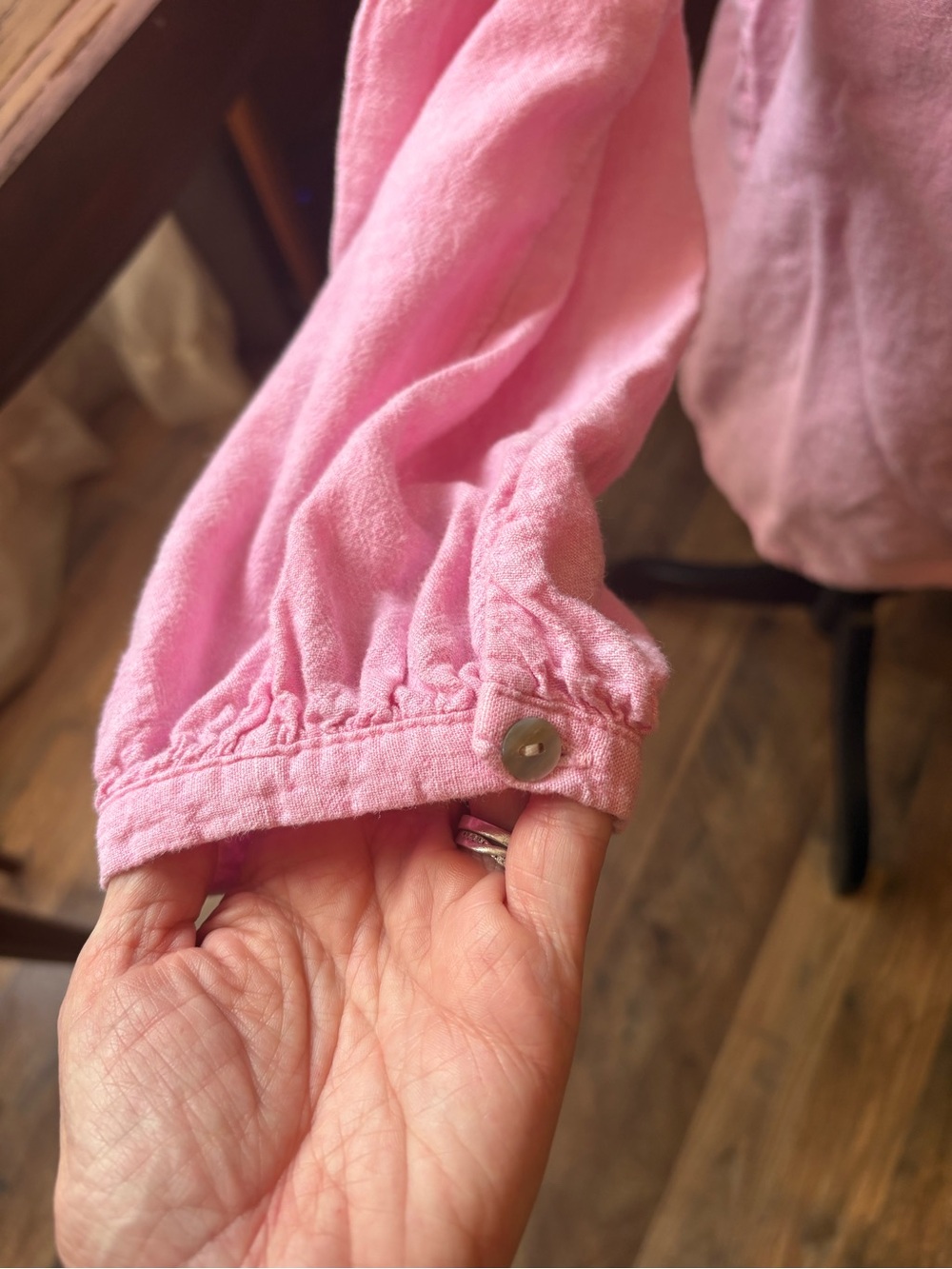 Joie Pink Button-Front V-Neck Blouse - Picture 7 of 11